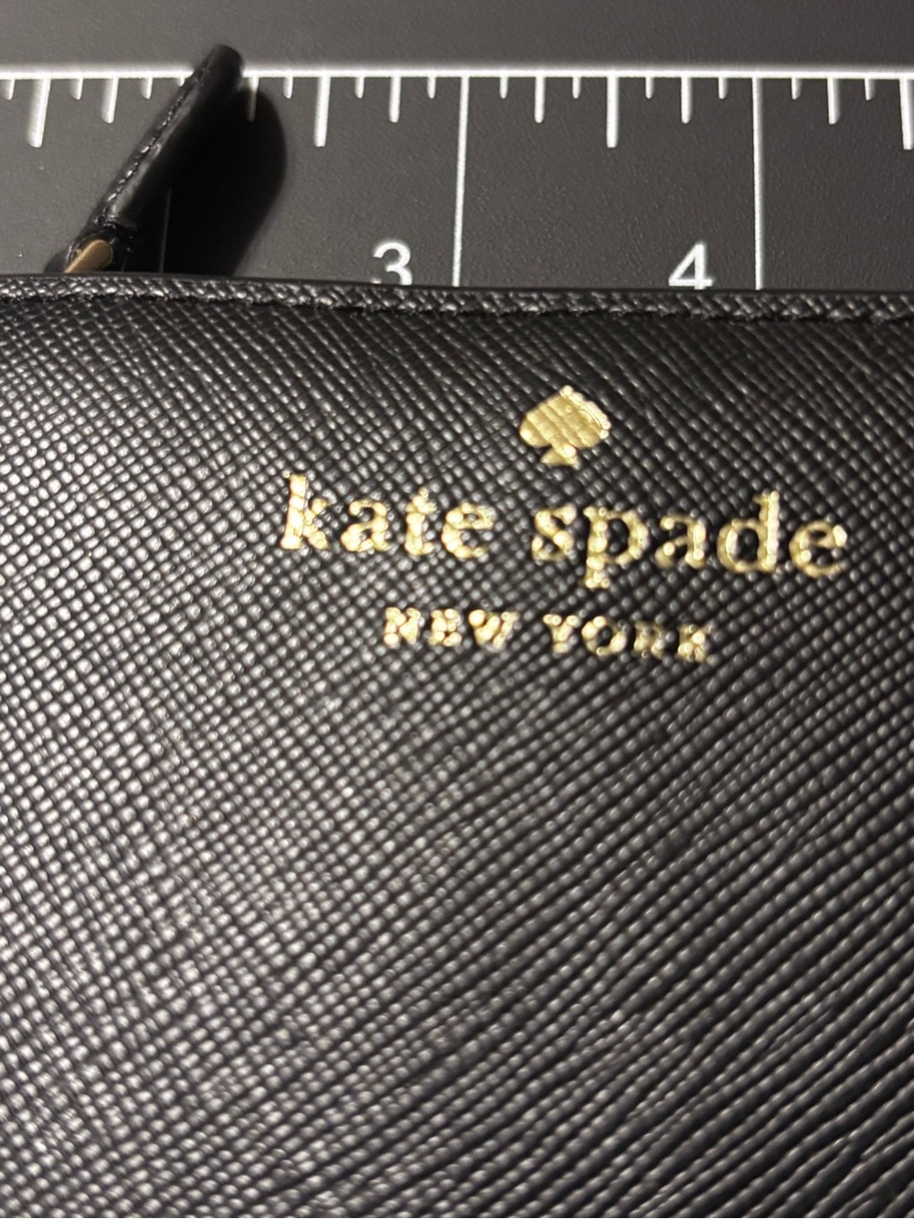 kate spade black zip card wallet gold logo damage noted-id slot See PHOTOS - Picture 2 of 14